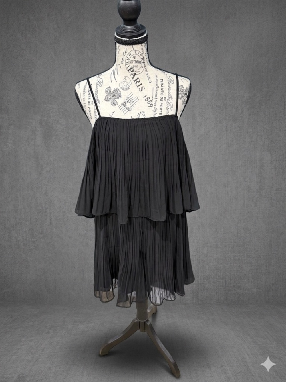 Exlura Pleated Tiered Black Dress XXL Off-The-Shoulder Cocktail Party Summer